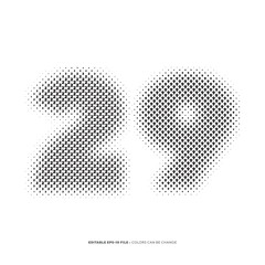 Number or Digit 29, filled with digit effect editable vector.