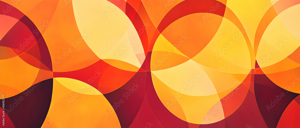 Poster Abstract background with overlapping circles in orange and red tones.