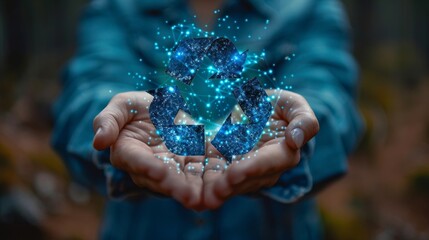 Businessman holding circular economy icon, emphasizing significance for future business growth and environmental sustainability.