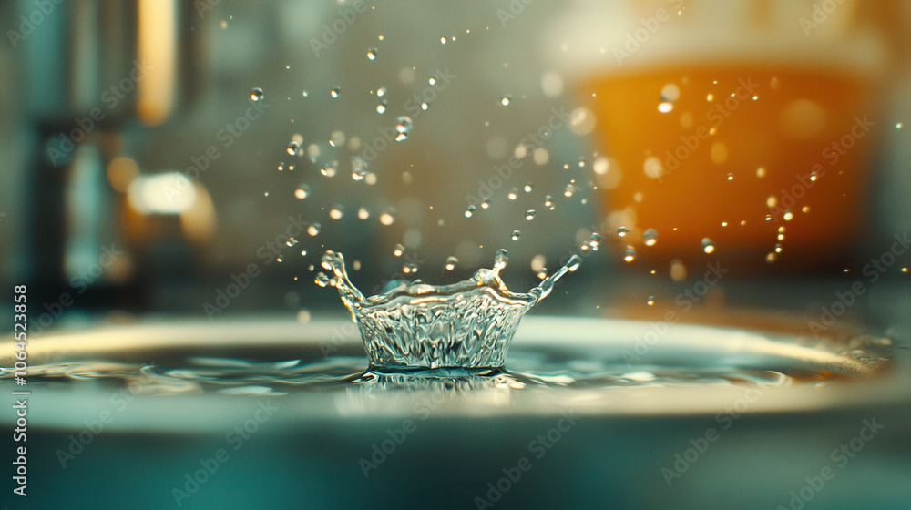 Aufkleber creative shot of water droplets splashing in circular pattern, capturing beauty and motion of liquid