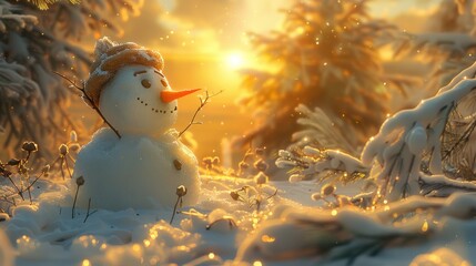 Obraz premium Snowman in a Winter Wonderland