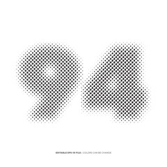 Number or Digit 94, filled with digit effect editable vector.