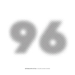 Number or Digit 96, filled with digit effect editable vector.