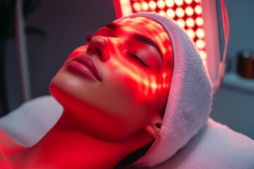 Innovative beauty treatment: red light therapy facial for glowing skin.