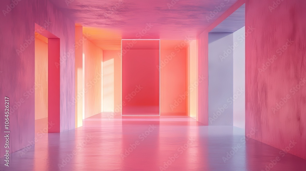 Aufkleber 3d abstract room, perspective of minimal design architecture. architecture design. ultra realistic. 