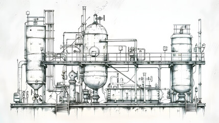 Obraz premium Sketch of industrial equipment. Vector