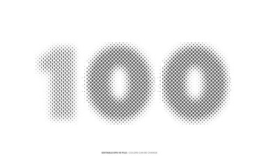 Number or Digit 100, filled with digit effect editable vector.