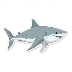 Obraz premium Cute Cartoon Shark Sticker Design in 3D Style