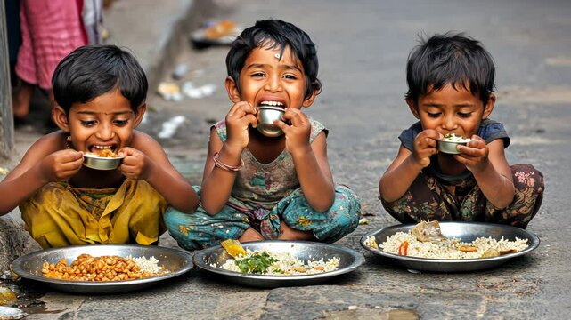Joyful Mealtime on the Streets