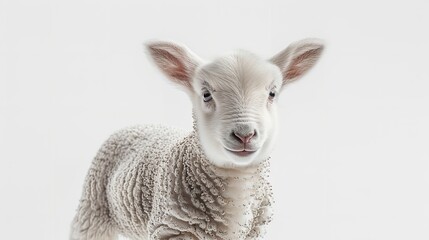 Fototapeta premium Lamb Sopravissana sheep isolated on white : Generative AI