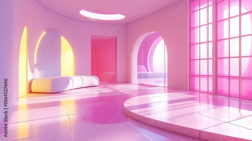 Aufkleber 3d abstract room, perspective of minimal design architecture. architecture design. ultra realistic. 