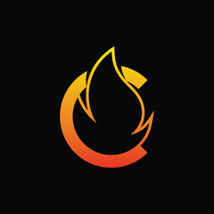 Initial Letter C for Flame Fire Logo Design Vector Template