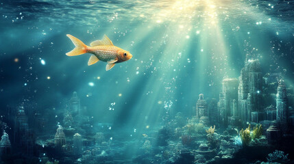 Obraz premium The most gorgeous underwater ocean scene with a fish swimming around.