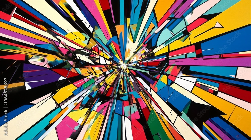 Aufkleber vibrant and dynamic abstract art featuring geometric patterns.