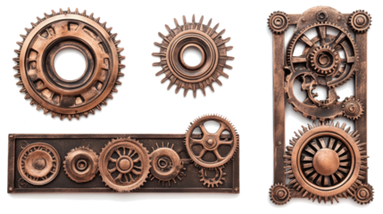Detailed Steampunk Bronze Gear Design Generative AI