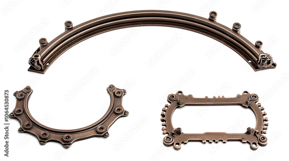 Poster steampunk-inspired bronze metal frames with intricate design details generative ai