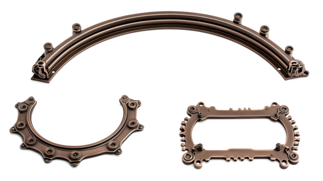 Steampunk-inspired Bronze Metal Frames With Intricate Design Details Generative AI