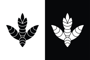 Turmeric Root Icon. Black and White Silhouettes for Spice Illustrations