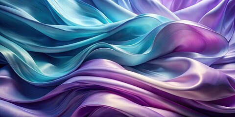 Obraz premium Minimalist Waves of Silk in Cool Blue and Purple Tones | Elegant Flowing Fabric Photography | Abstract Textile Art | Serene Movement and Harmony