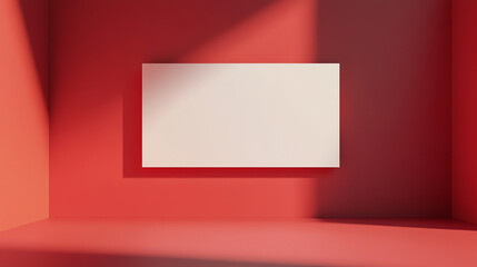 Modern geometric interior with white rectangle, red room mockup