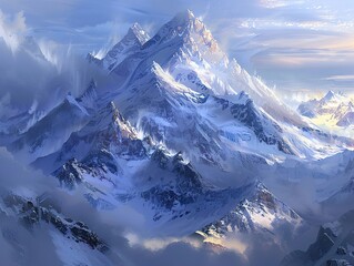 Majestic Snowy Mountain Range - Breathtaking Landscape Photography