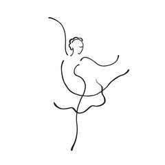 An Elegant Ballerina Line Art Illustration