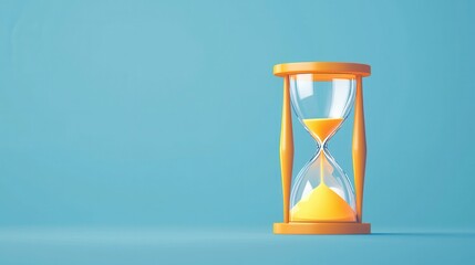 A stylized hourglass filled with yellow sand, the passage of time.