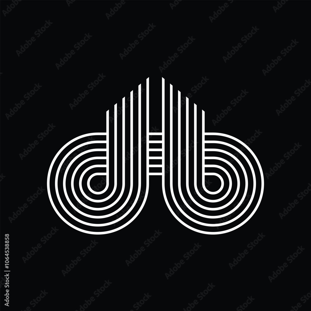 Poster this is an abstract logo of letter db in lowercase that connected to each other in simple lines styl