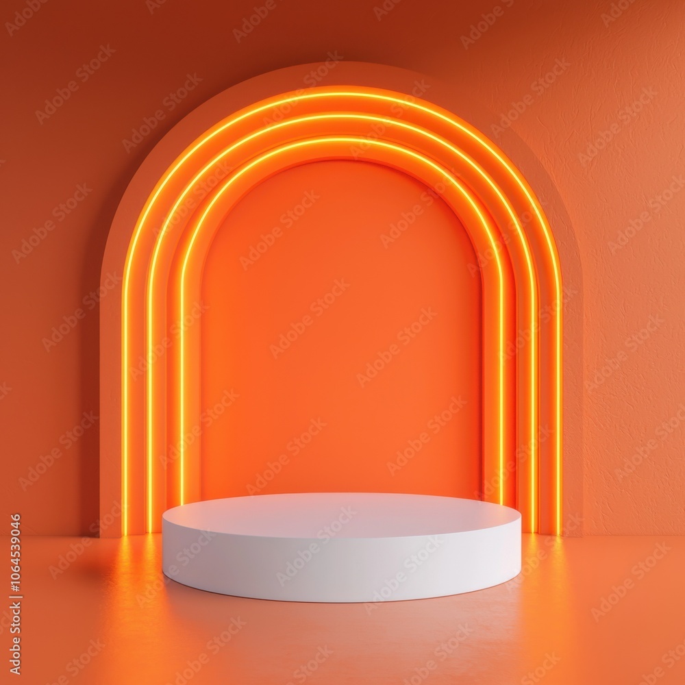 Poster showcase your creativity with a stunning neon arch display in a modern setting