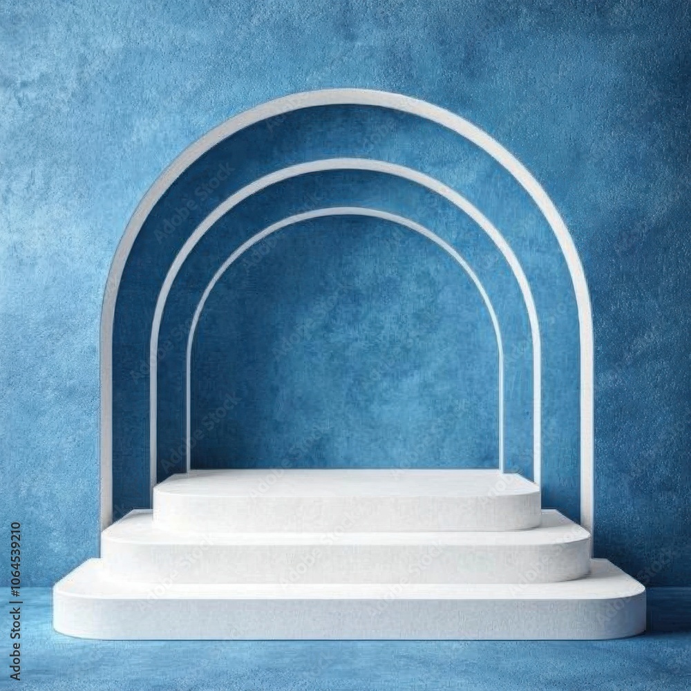 Poster showcase modern architectural design with elegant stages and dynamic backgrounds for creative displa