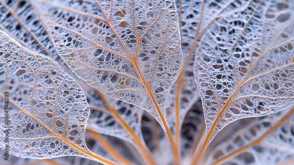 Poster Explore the intricate patterns and textures of leaves through a stunning close-up macro shot