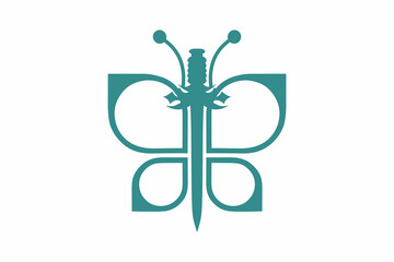 Abstract butterfly and sword combination logo illustration vector design