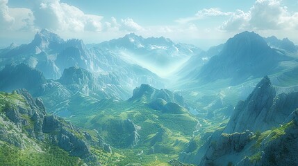 Majestic Mountain Range: Aerial View of a Breathtaking Landscape