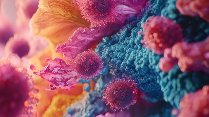 Fototapeta premium Explore the intricate process of immune responses through a stunning closeup view of cellular interactions