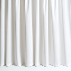 A plain white shower curtain with subtle texture on solid white background