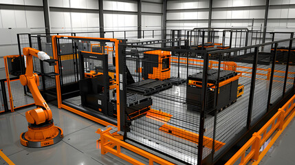 work cell with robotic palletizer system