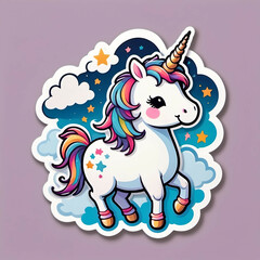 Naklejka premium Illustrator Unicorn Cute Sticker 