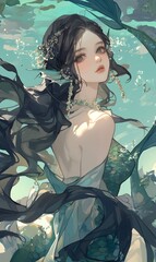 a beautiful mermaid in the water. generation AI