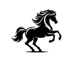 Silhouette of a horse, black and white illustration