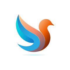 Minimalist bird logo, stylized dove shape, vector illustration