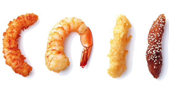 Delicious Tempura Shrimps Arranged Neatly on a Contrasting White Plate Generative AI - Powered by Adobe