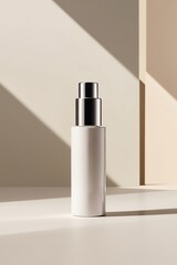A minimalist aesthetic skincare bottle product with natural shadow