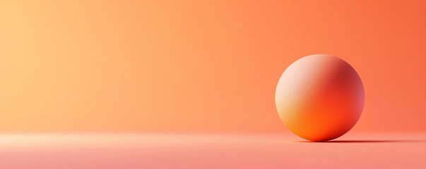 A simple, soft gradient background features a single sphere in shades of coral and peach, creating a minimalist and soothing aesthetic.