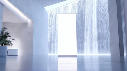 Obraz premium Mockup. White Marble Interior Billboard, Elegant Appeal, Luxurious Venue 