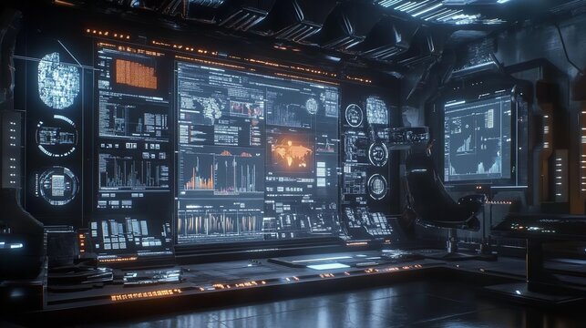 Futuristic Technology Interface with Blue and Orange Lights