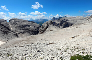 high mountain called SASS PORDOI on European Alps in Northern Italy