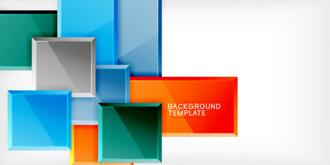 Fototapeta premium Glass toy style square shapes abstract design. Vector Illustration For Wallpaper, Banner, Background, Card, Book Illustration, landing page