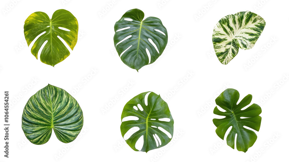 Poster lush tropical leaves and ferns arranged in an artistic display generative ai