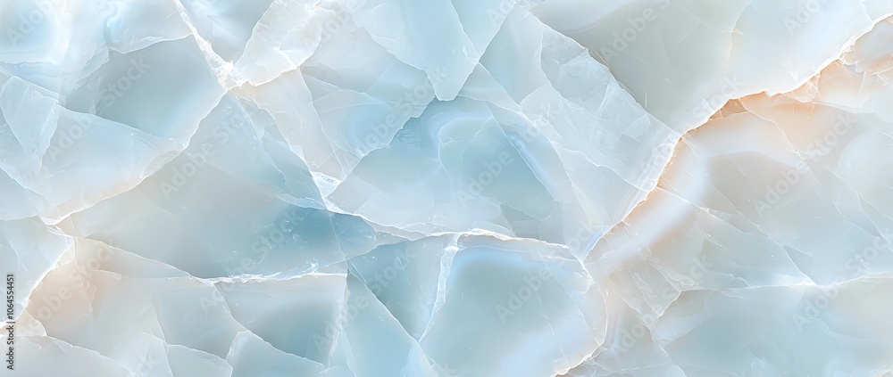Aufkleber abstract close-up of ice crystal texture with soft blue and white hues, creating a serene and calmin