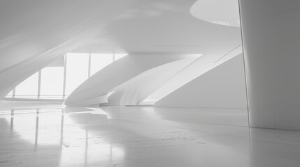 Obraz premium White Indoor Space Exhibition Hall Background - a spacious and elegant visual. The white indoor space of the exhibition hall creates a serene and stylish scene.